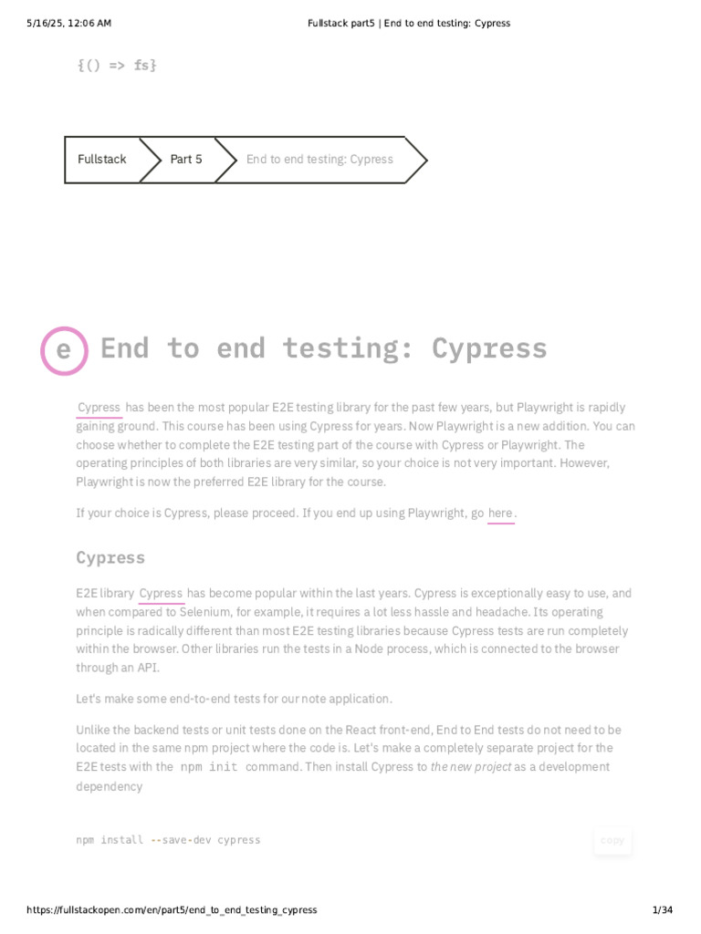 Fullstack Part5 _ End to End Testing_ Cypress | PDF | Login | User ...