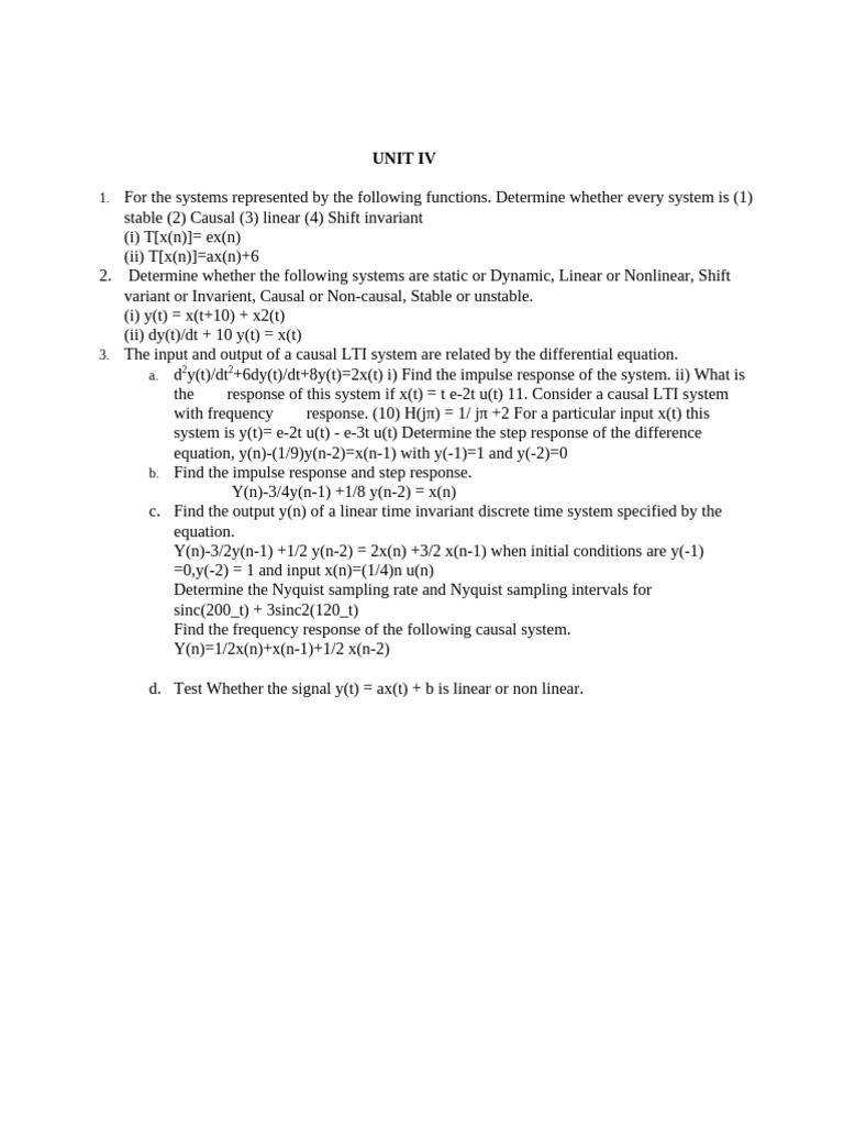 Signals and Systemst 4 | PDF