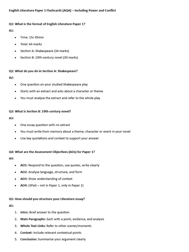 English Literature Paper 1 Revision | PDF | Poetry