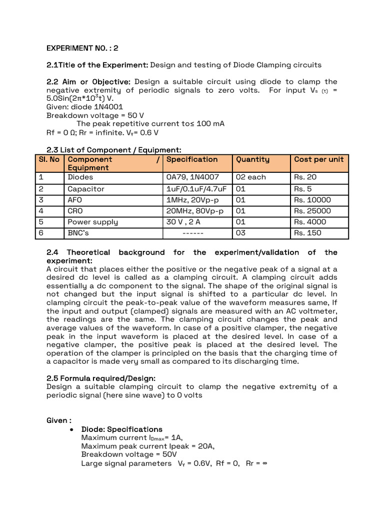 Diode Clamping Circuit Design Guide | PDF | Electrical Components ...