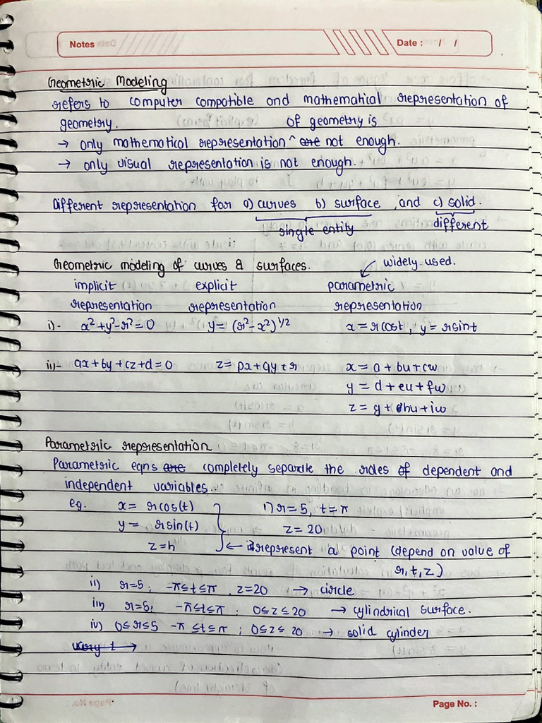 Geometric Modelling Notes | PDF