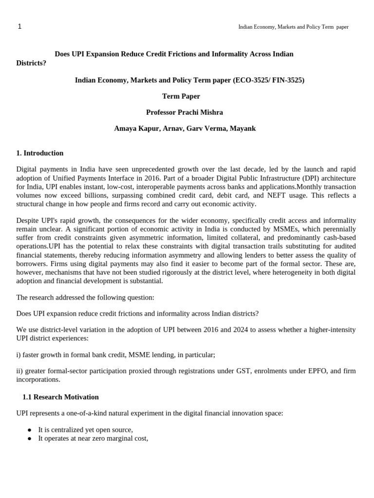 Prachi Term Paper | PDF | Loans | Employment