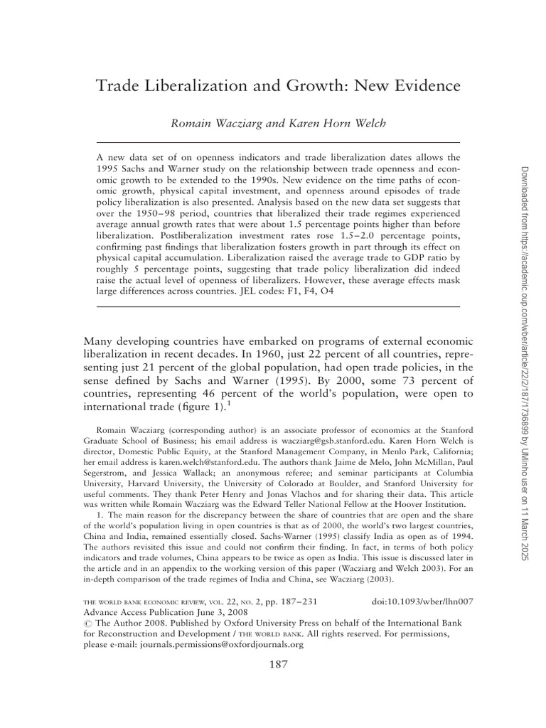 Trade Liberalization's Impact on Growth | PDF | Errors And Residuals ...