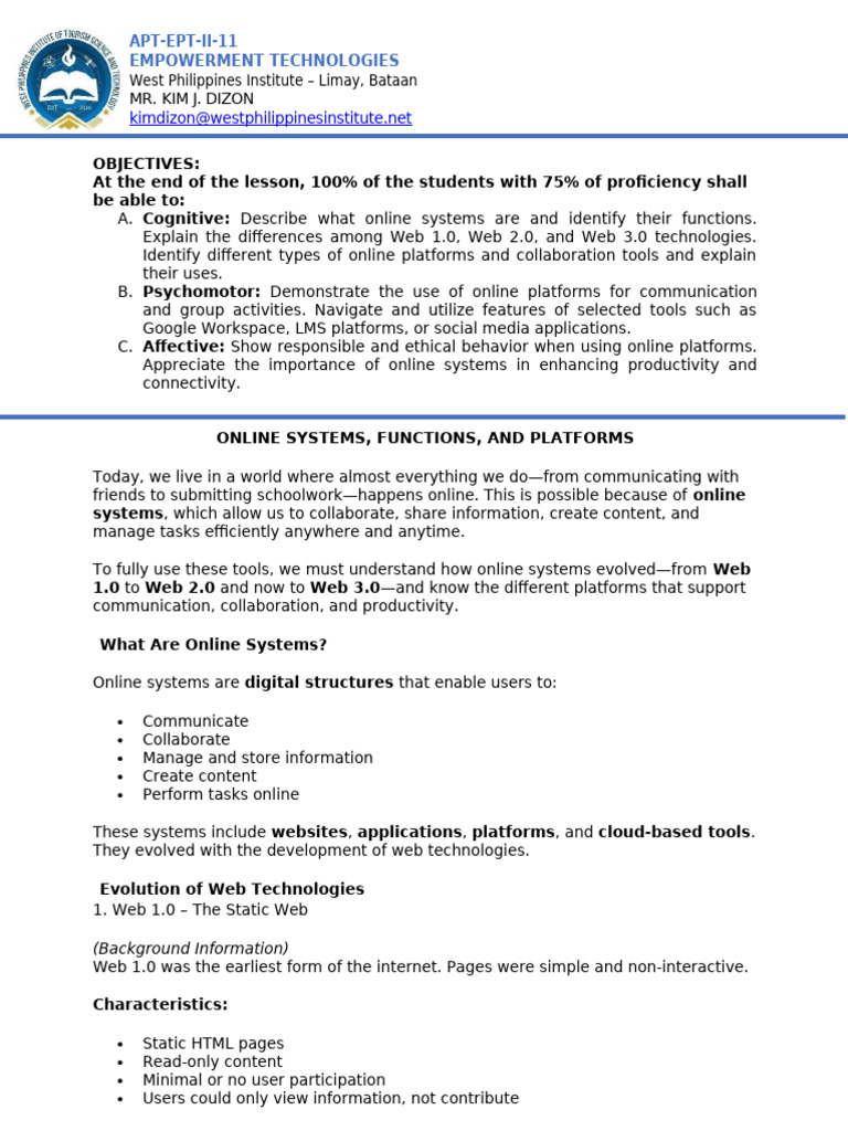 Understanding Online Systems and Platforms | PDF | World Wide Web ...