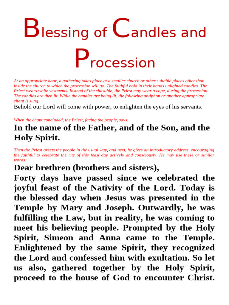 Candle Blessing and Procession Guide | PDF | Jesus | Christian Worship ...