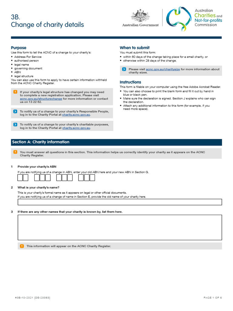Change of Charity Details Form | PDF | Charitable Organization | Justice