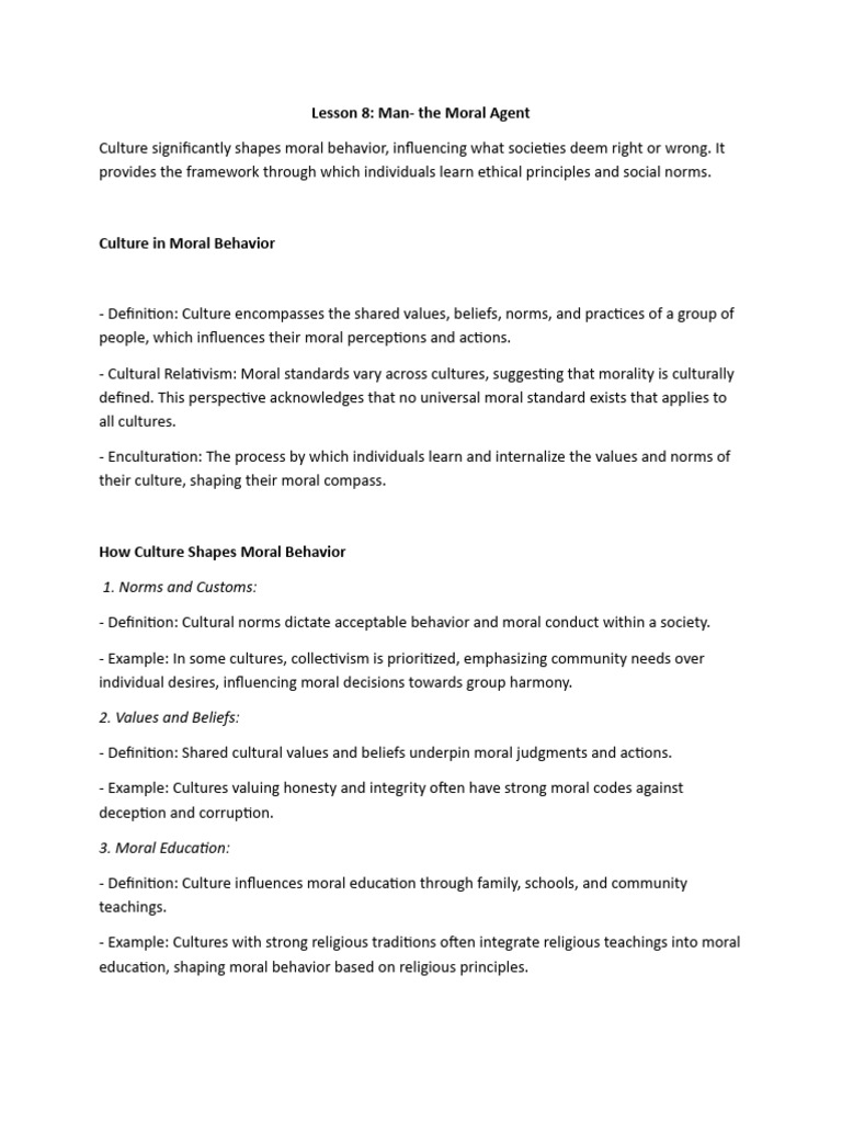 Lesson 8 Man and the Moral Agent | PDF | Virtue | Morality