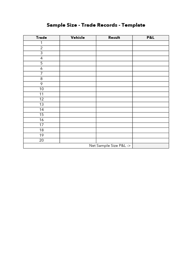 Trade Records Sample Size Template | PDF