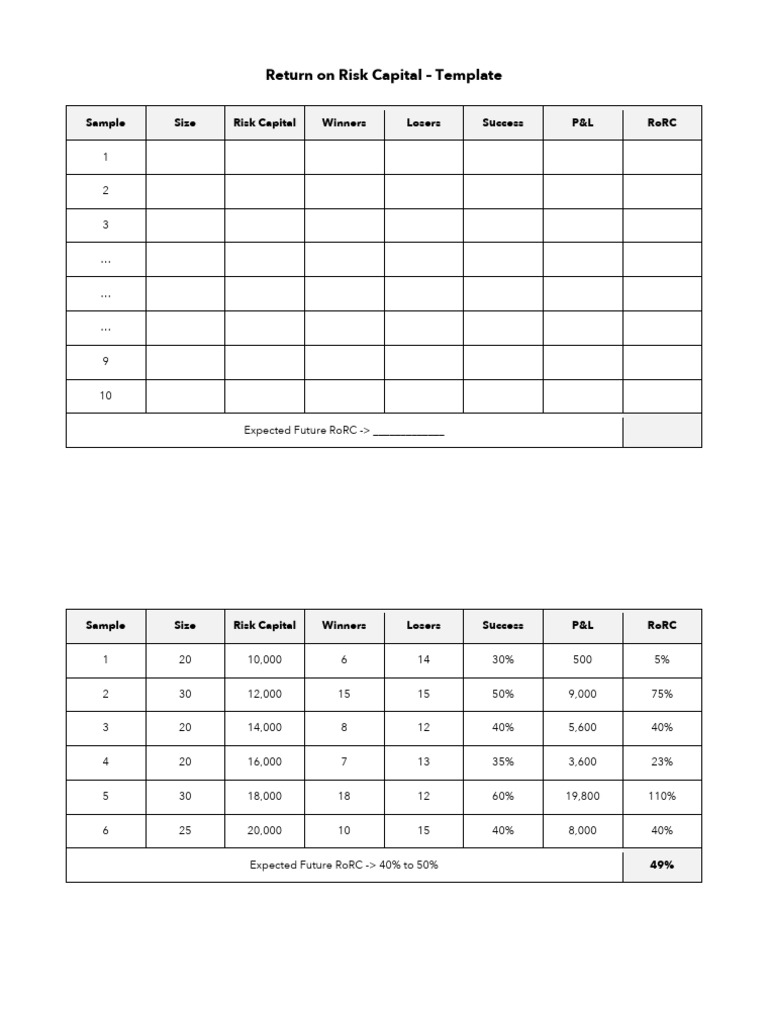 Return+on+Risk+Capital+ +Template | PDF