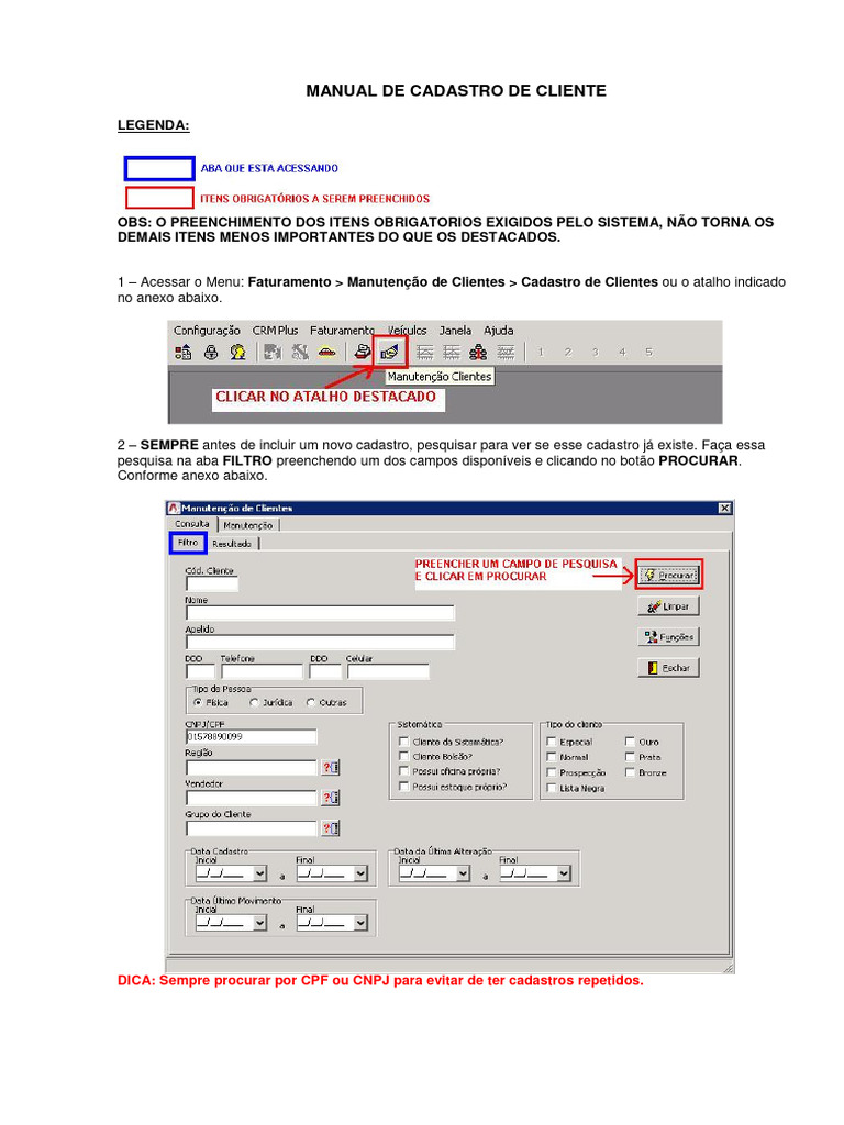 Cadastro Completo - Cliente e Fornecedor | PDF