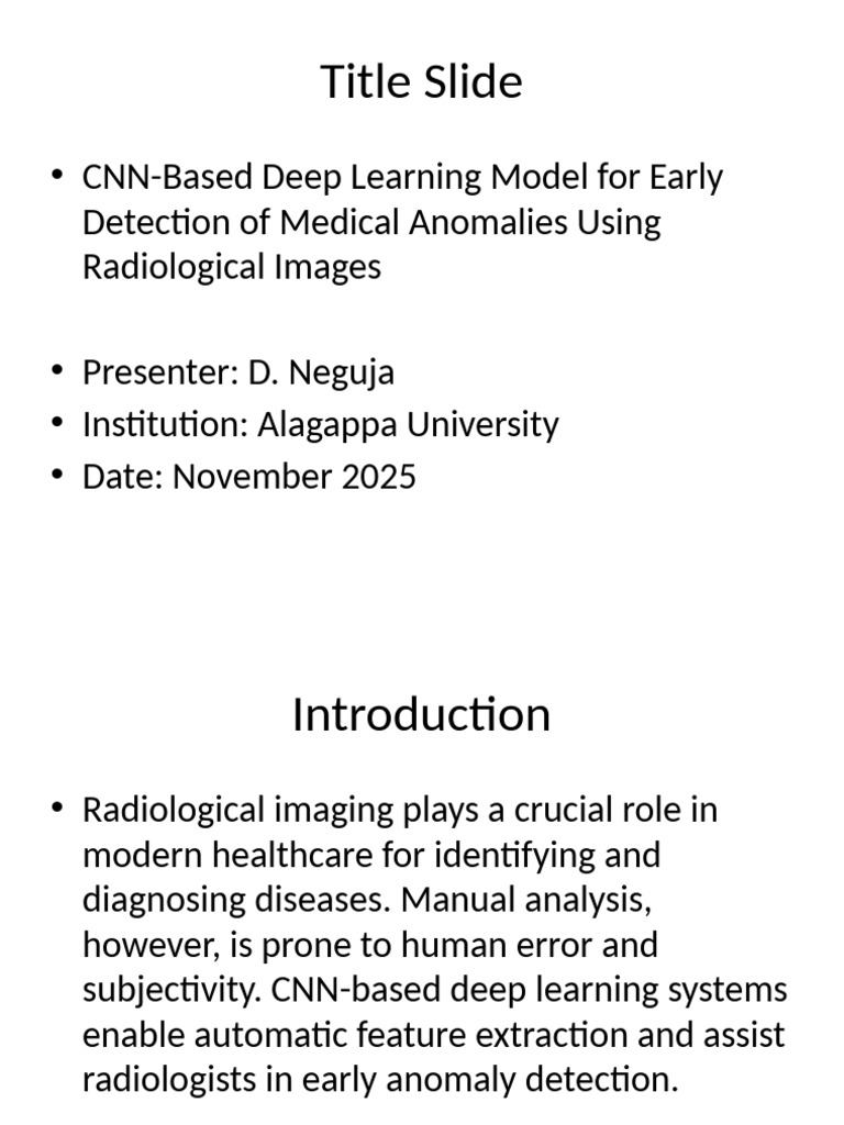 CNN Model for Early Medical Anomaly Detection | PDF | Radiology | Deep ...