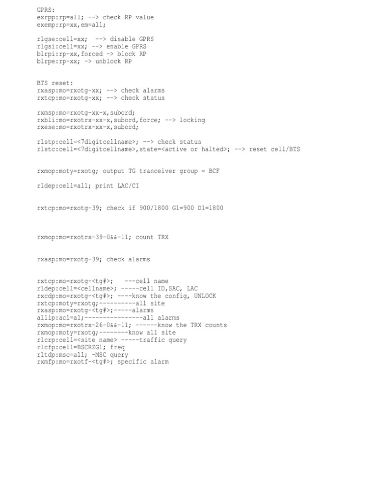 Ericsson BTS Command Reference Guide | PDF