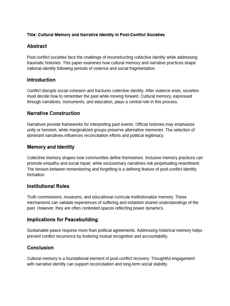 Title_ Cultural Memory and Narrative Identity in Post-Conflict ...