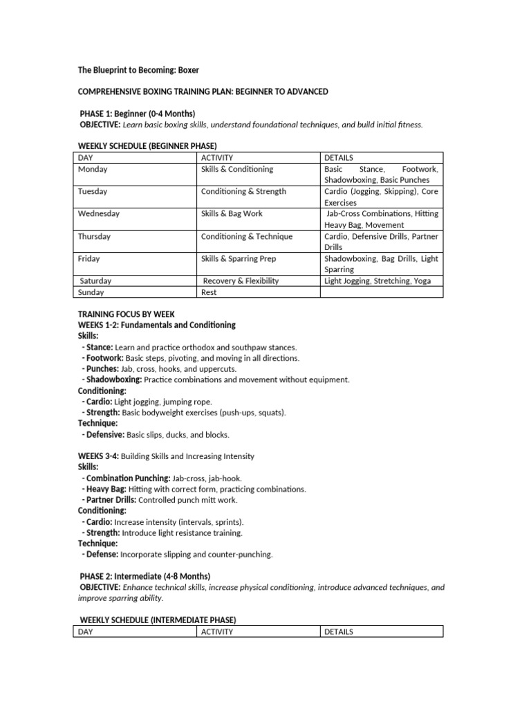 Comprehensive Boxing Training Guide | PDF | Strength Training ...