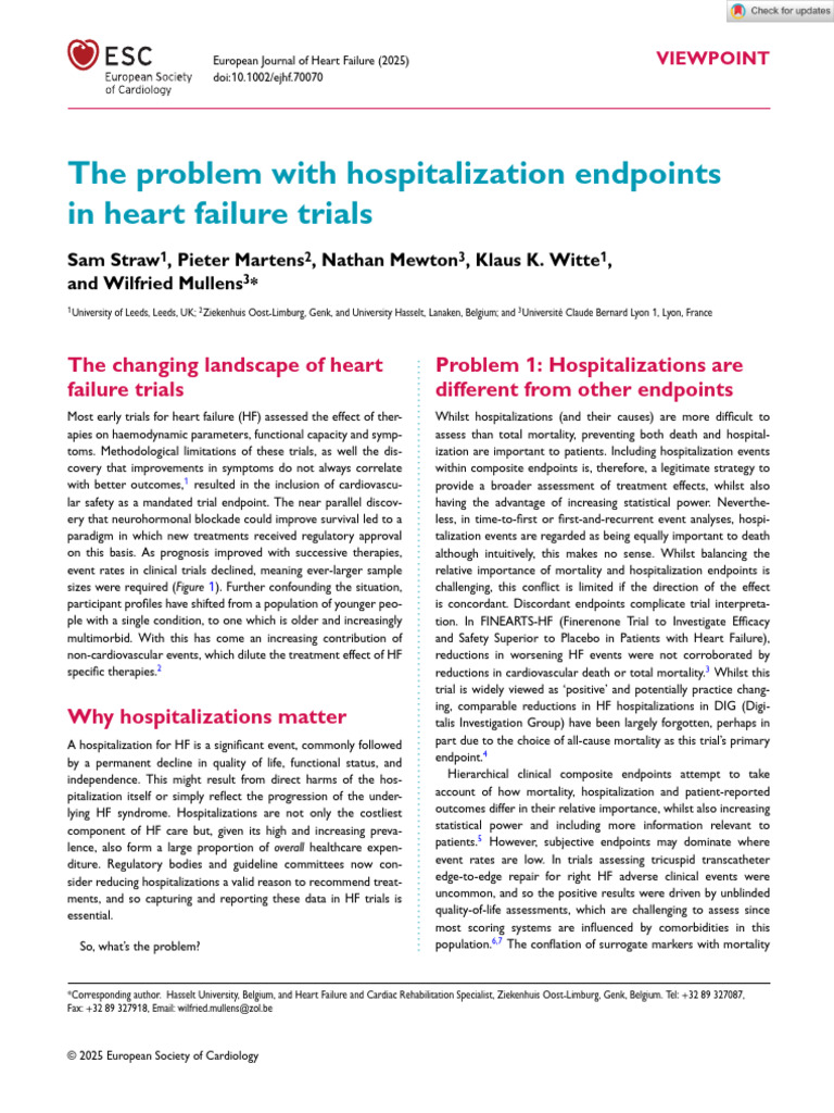 European J of Heart Fail - 2025 - Straw - The Problem With ...