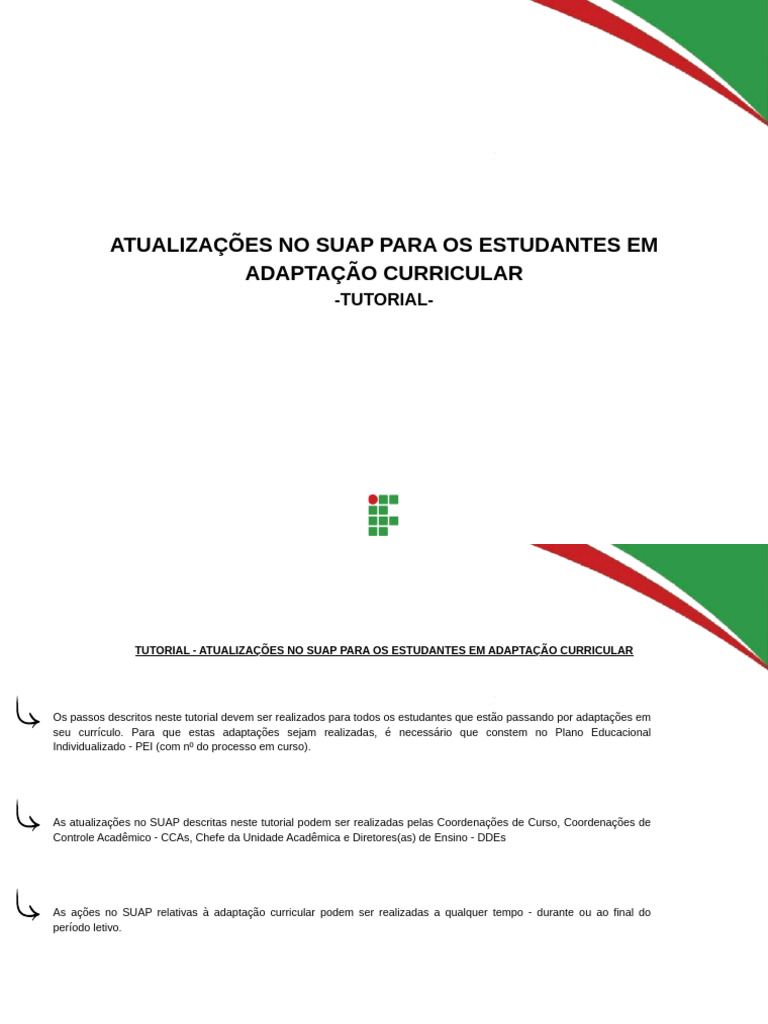 Atualizações SUAP: Adaptação Curricular | PDF | Aprendizado