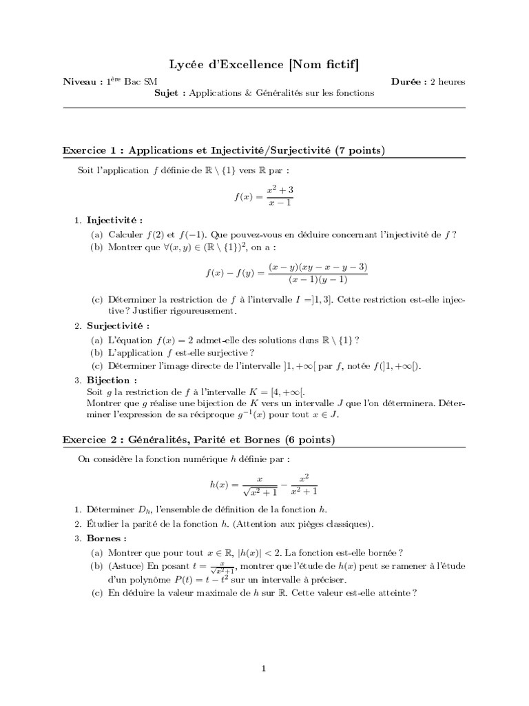 Fonctions : Injectivité, Surjectivité et Monotonie | PDF ...