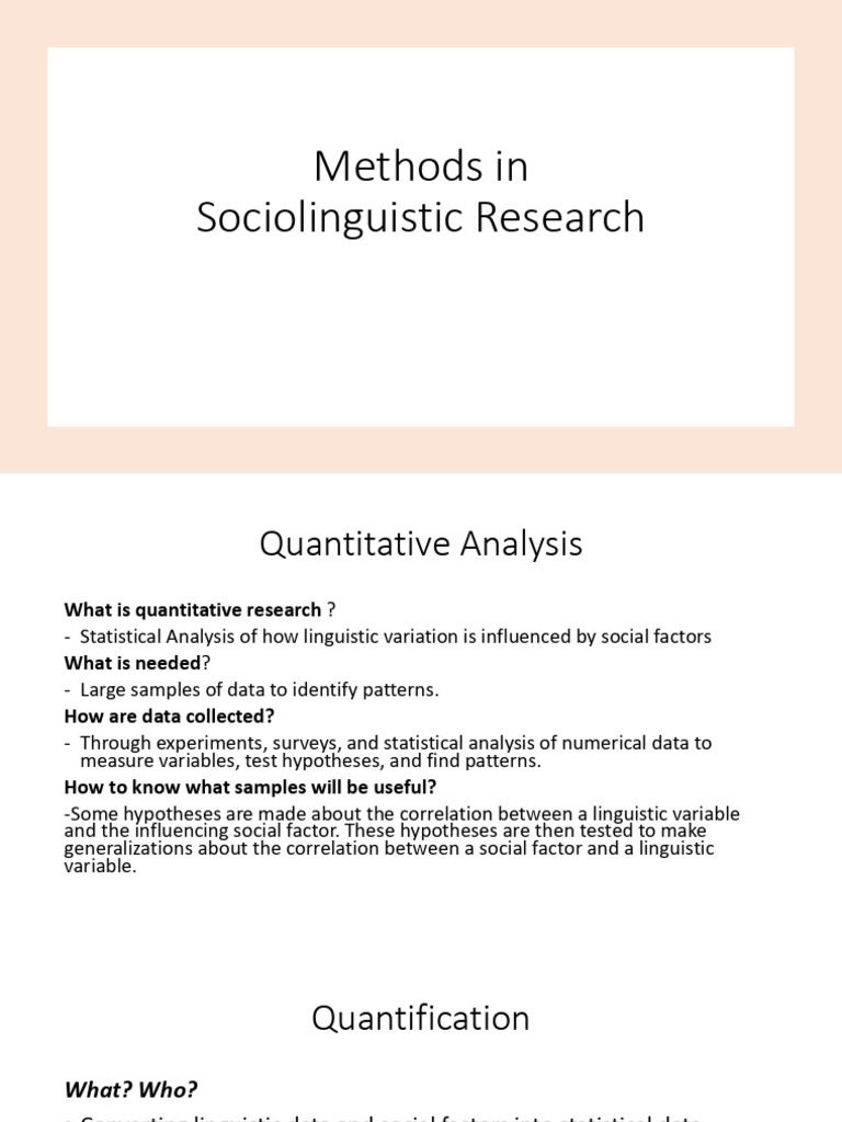 Quantitative Methods in Sociolinguistics | PDF | Qualitative Research ...