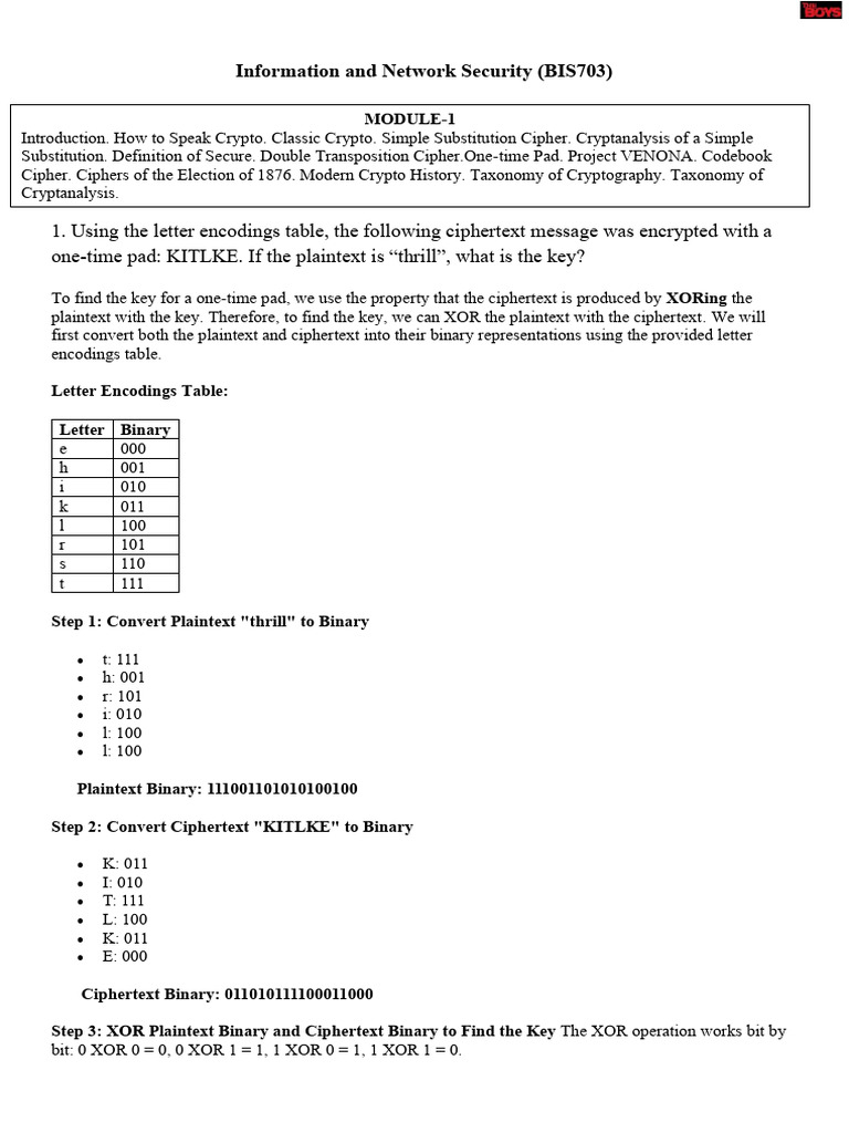 One-Time Pad Key Calculation Guide | PDF | Cryptography | Cryptanalysis