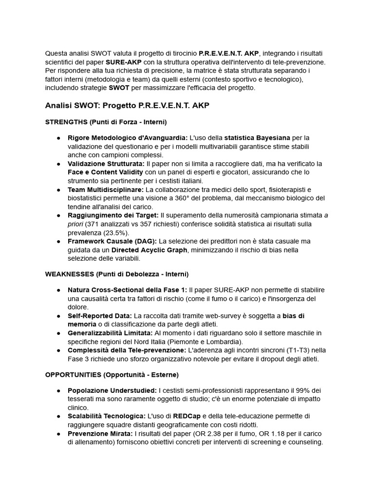 SWOT Vitturini Analysis of Project Sure Akp | PDF