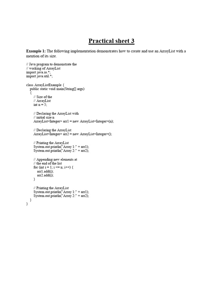 Java ArrayList Operations Guide | PDF | Object Oriented Programming ...