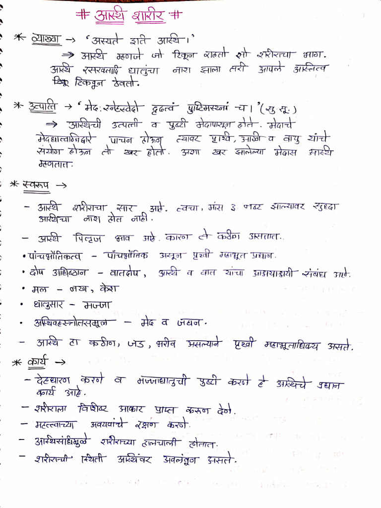 Asthi Sharir Handwitten Notes | PDF