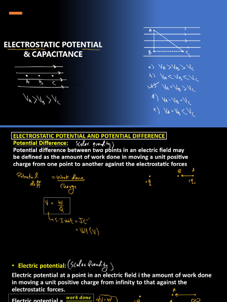 Electrostatic Potential and Capacitance L 1 | PDF