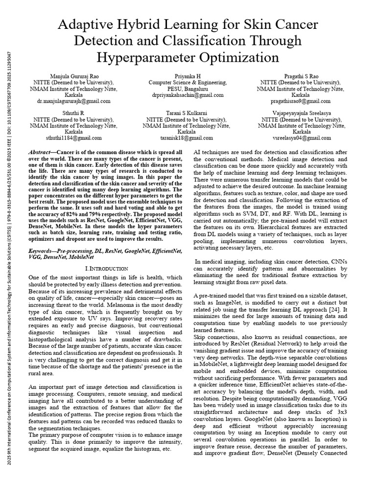 Hybrid Learning for Skin Cancer Detection | PDF | Deep Learning ...