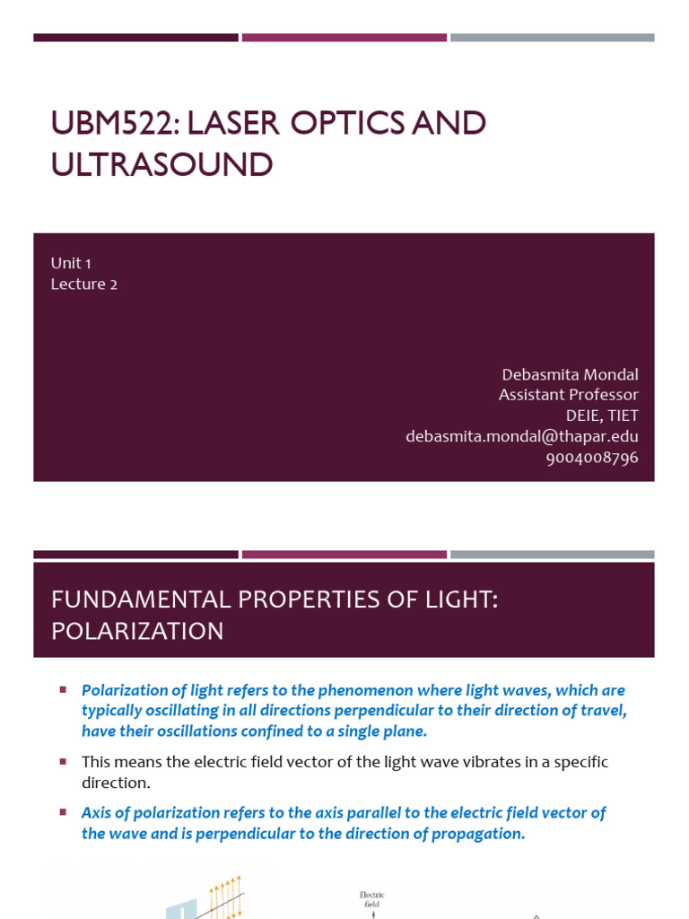 Unit 1_Lecture 2 | PDF | Polarization (Waves) | Waves
