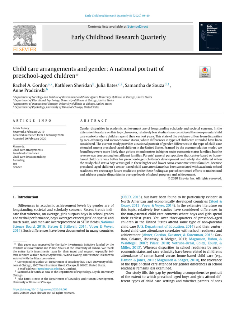 Gender Differences in Child Care Choices | PDF | Child Care | Gender