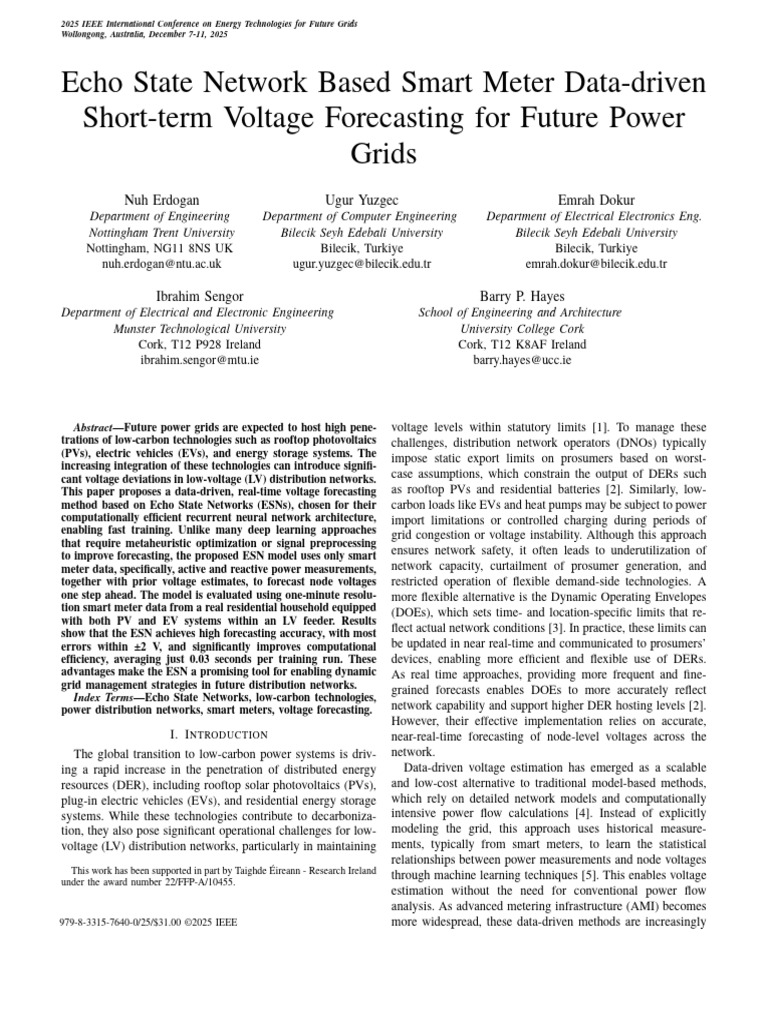 Smart Meter Voltage Forecasting with ESNs | PDF | Mean Squared Error ...