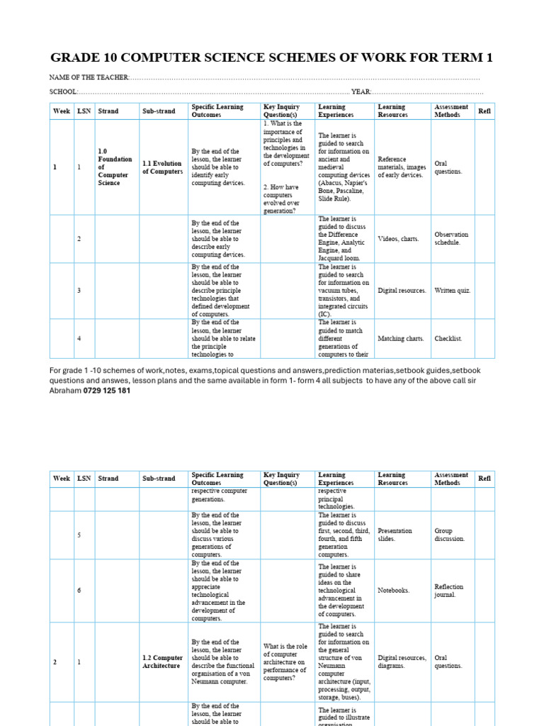 Grade 10 Computer Science Curriculum | PDF | Learning | Input/Output