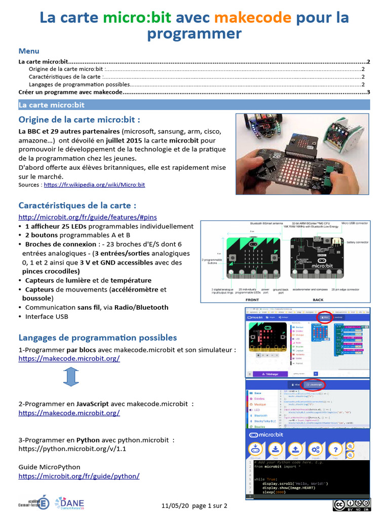 Programmer la carte micro:bit avec MakeCode | PDF | Informatique ...