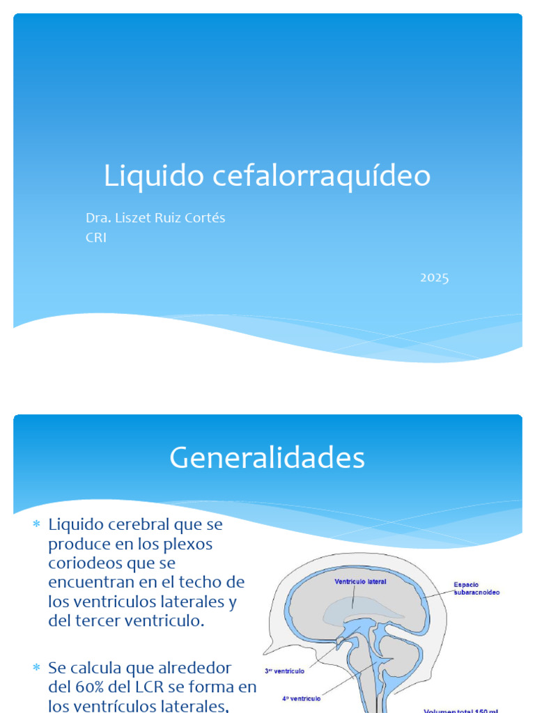 Funciones y Formación del LCR | PDF | Fluido cerebroespinal | Sistema ...