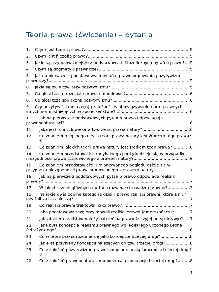 Teoria Prawa - Przykładowe Pytania - Kopia | PDF