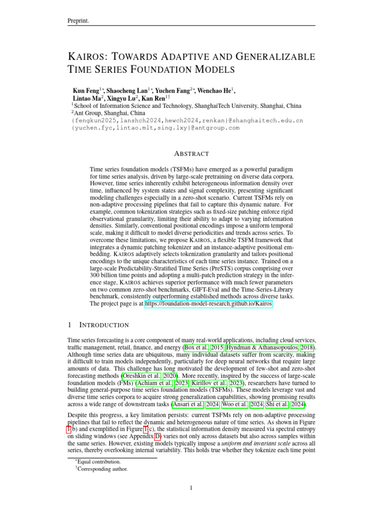 KAIROS: Adaptive Time Series Models | PDF | Time Series | Forecasting