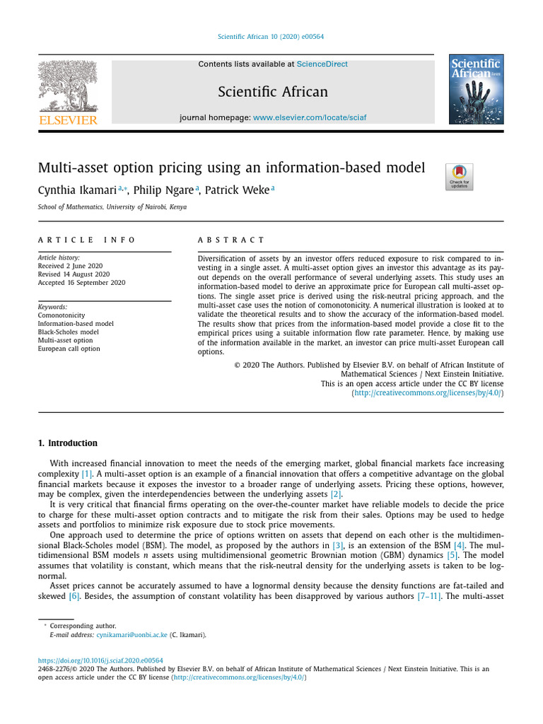 Multi-Asset Option Pricing Model | PDF | Black–Scholes Model | Option ...