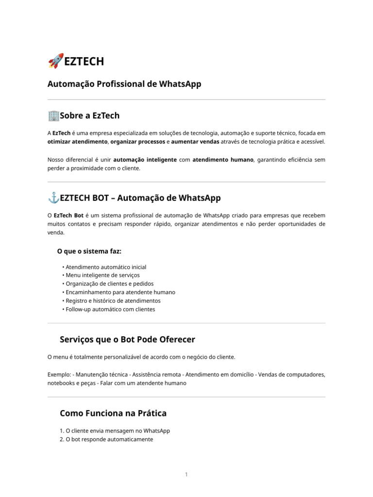 Automação Profissional de WhatsApp EZTECH | PDF | Automação ...