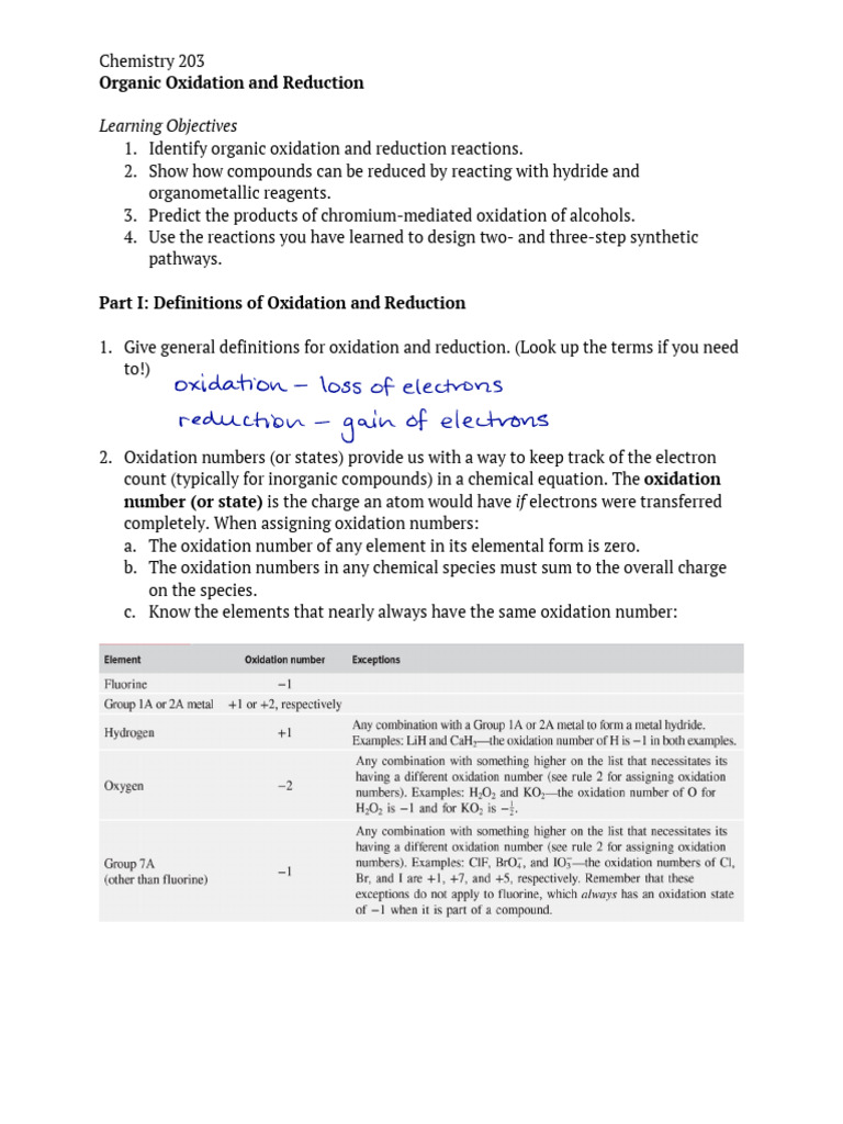 Organic Oxidation and Reduction Guide | PDF | Redox | Ester