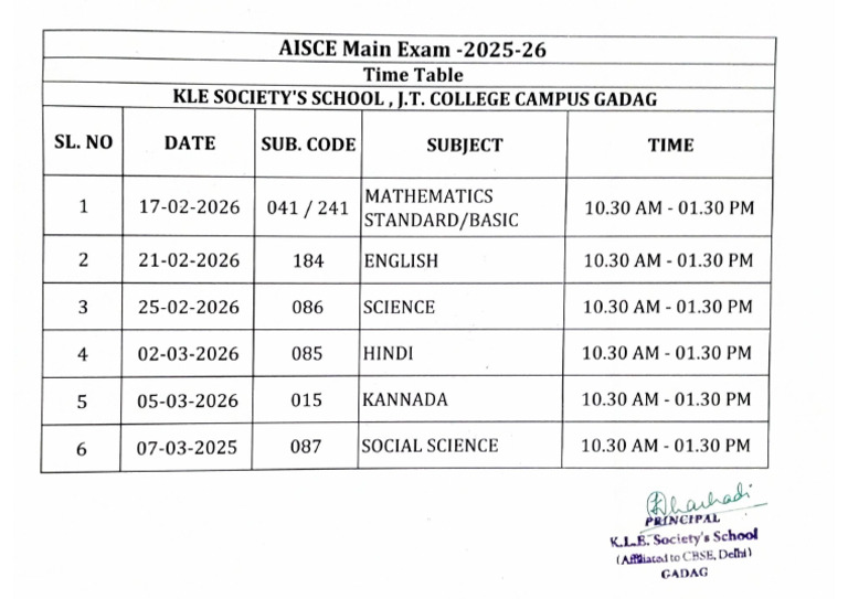 Cbse Board Exam Time Table | PDF