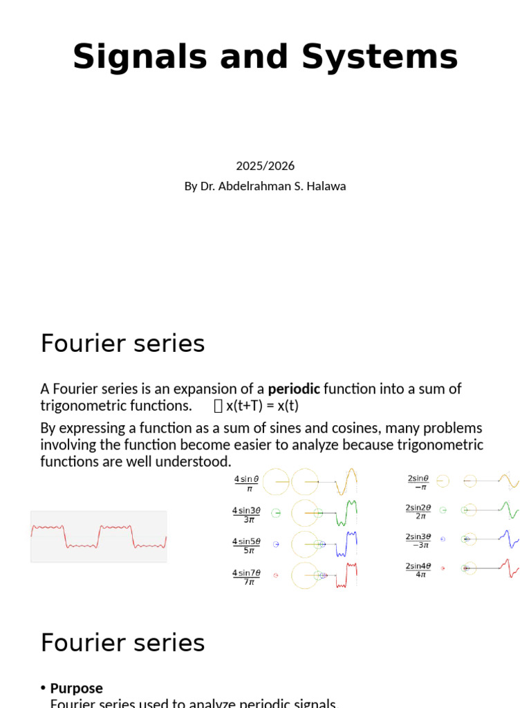 Understanding Fourier Series in Signals | PDF | Fourier Series ...