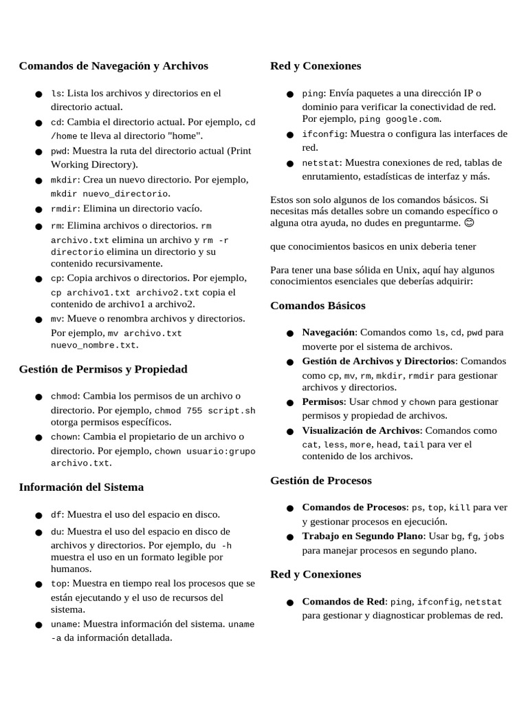 Comandos Básicos de Unix y Gestión de Archivos | PDF | Archivo de ...