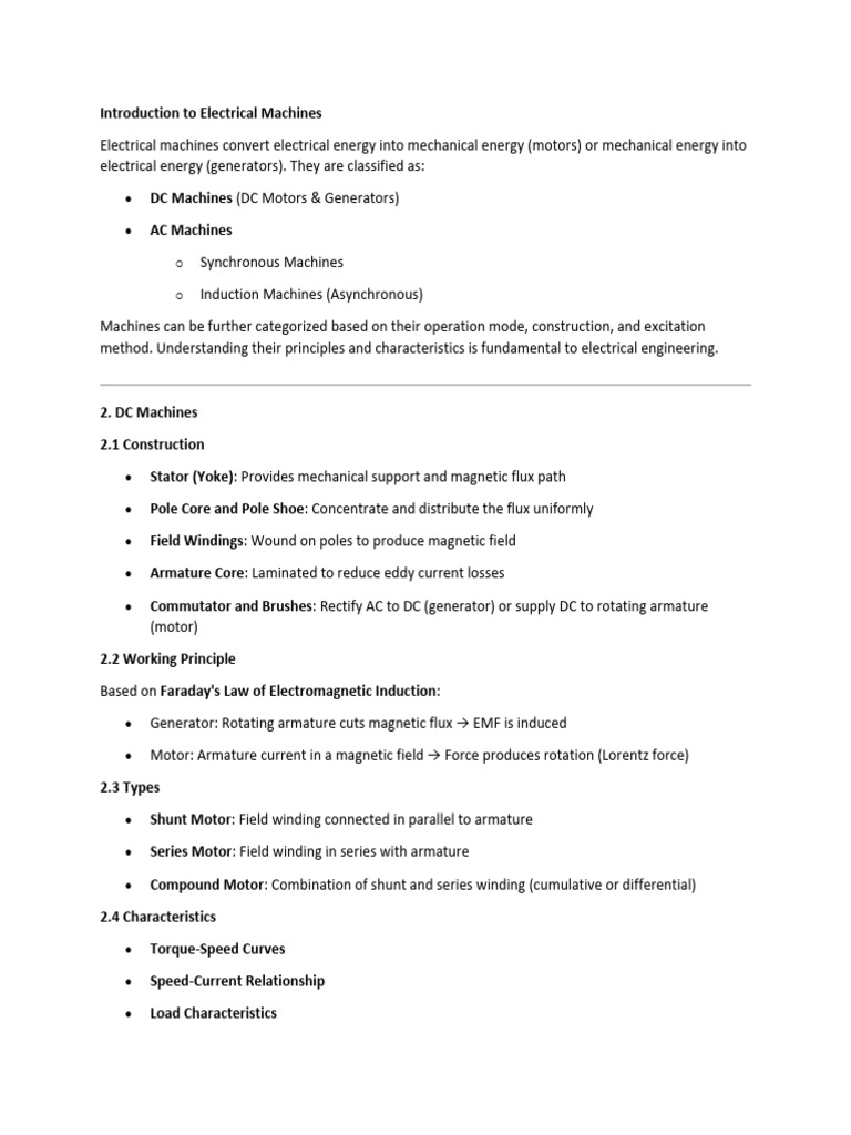 Overview of Electrical Machines and Testing | PDF | Electric Motor ...