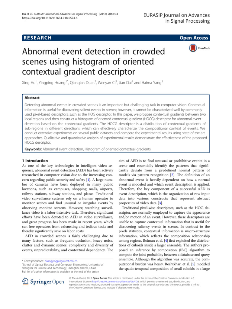 Abnormal event detection in crowded scaned using histogram of oriented ...