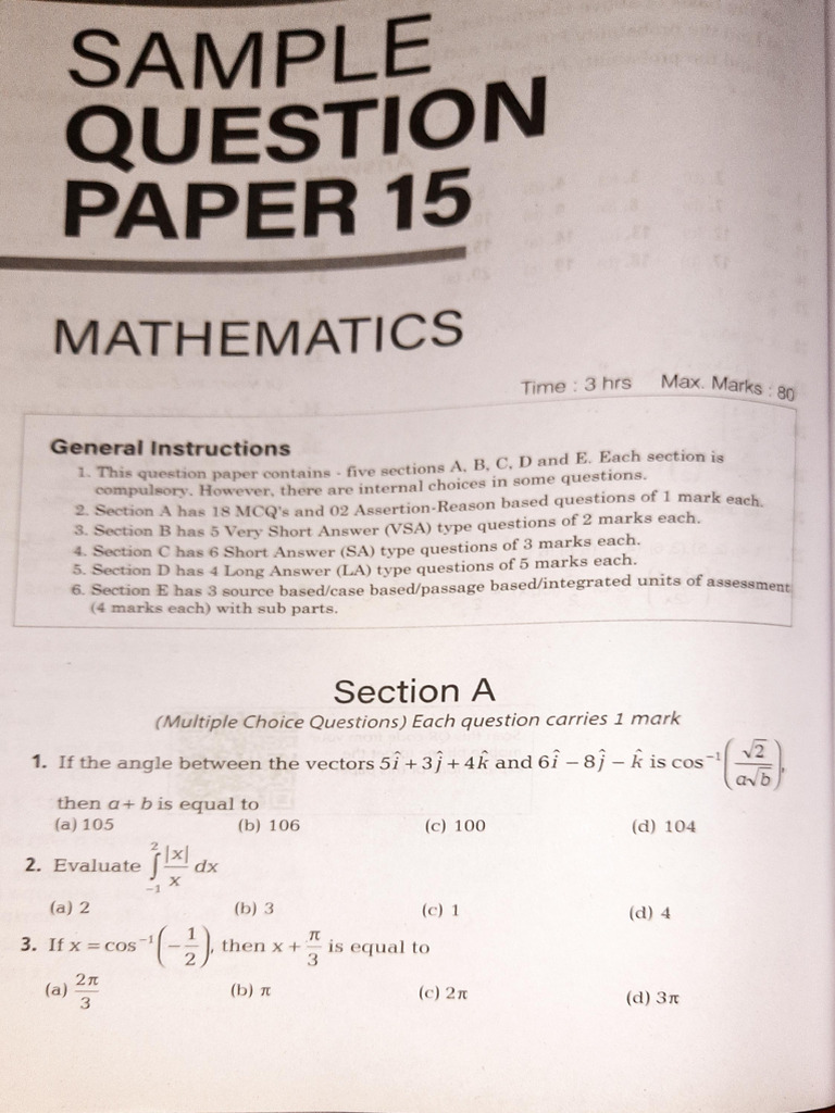 Core Maths SQP-15 (Unsolved) | PDF | Function (Mathematics ...