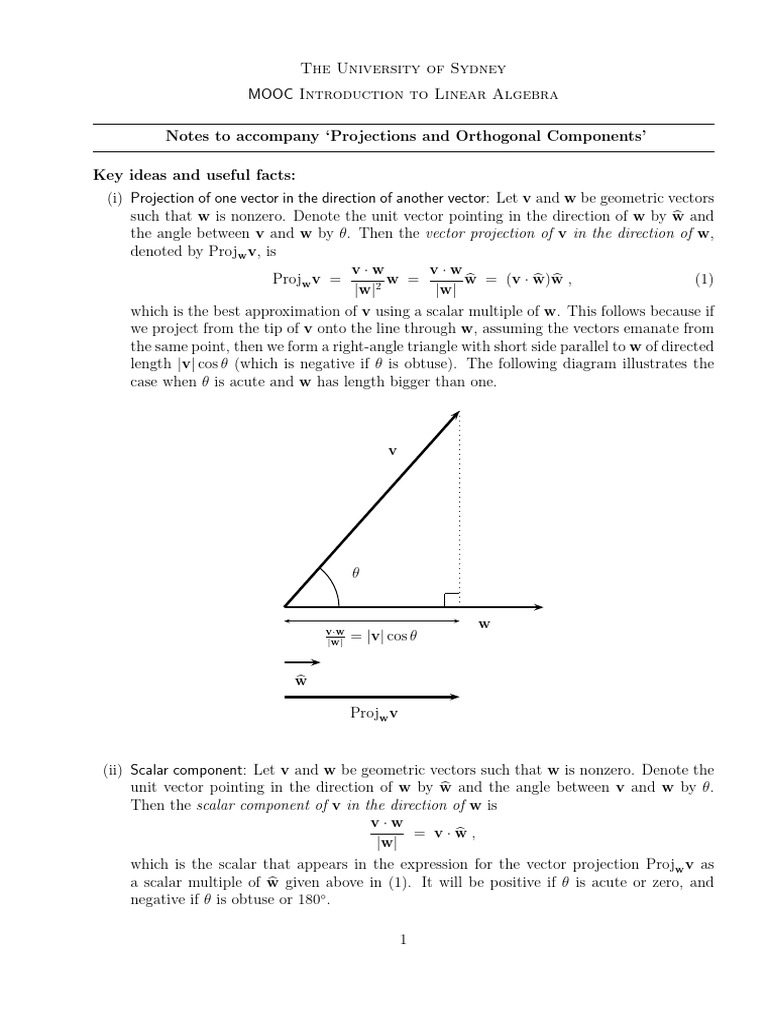 Linear Algebra: Projections & Components | PDF | Vector Space ...