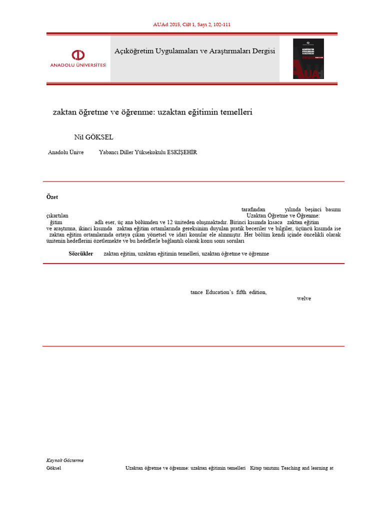 Uzaktan Retme Ve Renme Uzaktan e Itimin Temelleri ( | PDF
