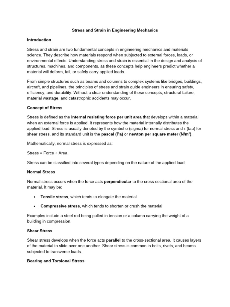 Understanding Stress and Strain in Engineering | PDF | Stress ...