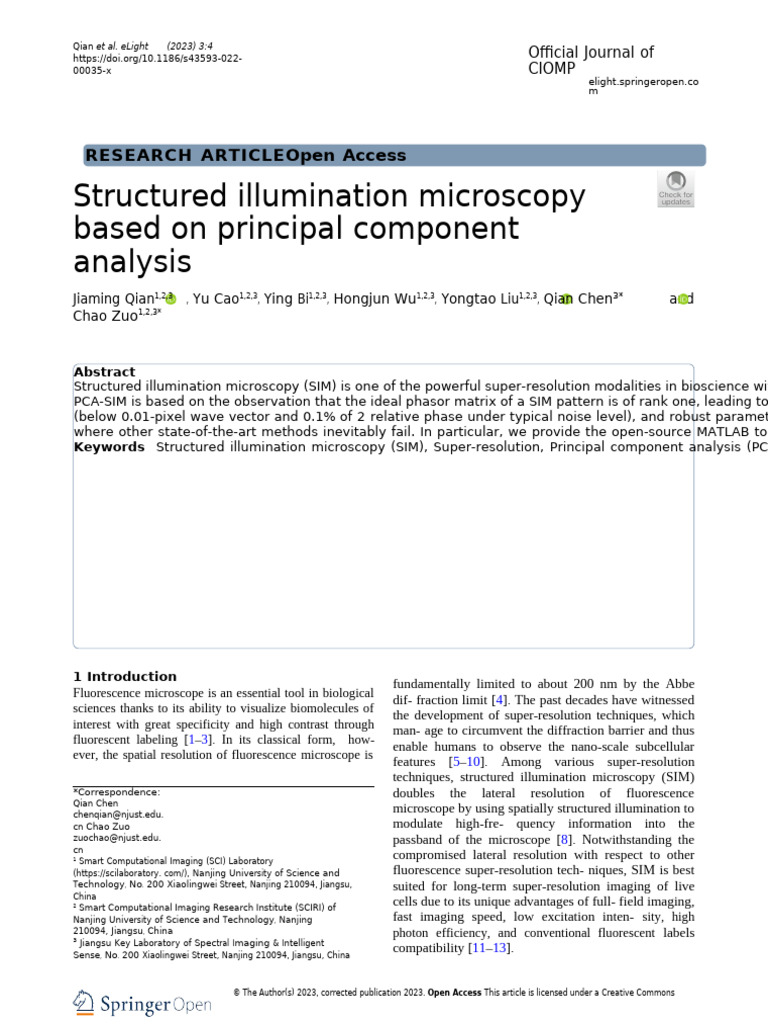 Structured Illumination Microscopy Based on Principal Component ...