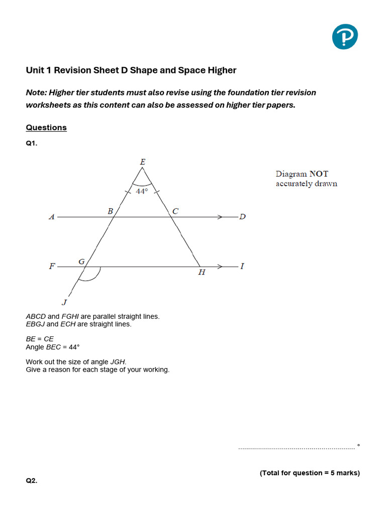 Unit 1 Revision Sheet D Shape and Space Higher | PDF | Area | Length